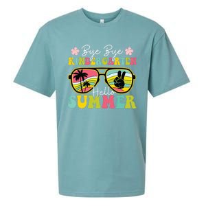 Last Day Of School Bye Kindergarten Hello Summer Sunglasses Sueded Cloud Jersey T-Shirt