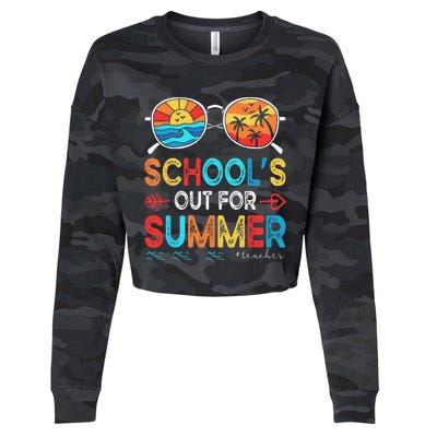 Last Day Of School Retro Schools Out For Summer Teacher Cropped Pullover Crew