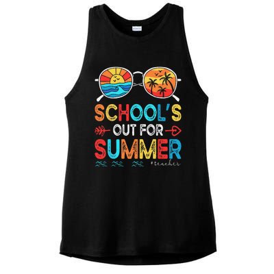 Last Day Of School Retro Schools Out For Summer Teacher Ladies PosiCharge Tri-Blend Wicking Tank