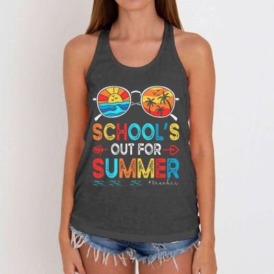 Last Day Of School Retro Schools Out For Summer Teacher Women's Knotted Racerback Tank