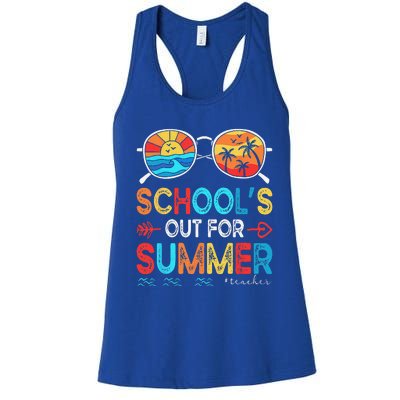 Last Day Of School Retro Schools Out For Summer Teacher Women's Racerback Tank