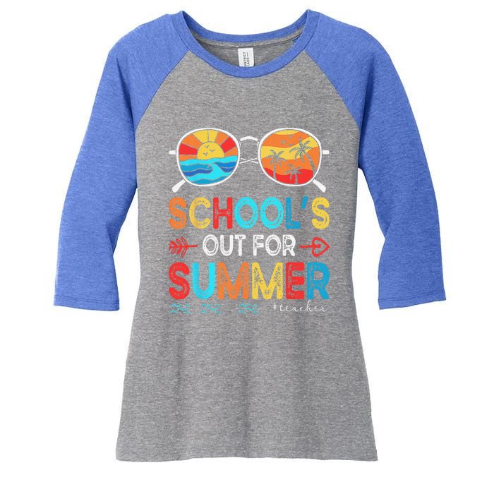 Last Day Of School Retro Schools Out For Summer Teacher Women's Tri-Blend 3/4-Sleeve Raglan Shirt