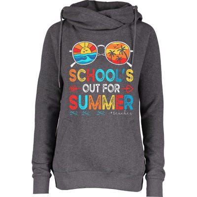 Last Day Of School Retro Schools Out For Summer Teacher Womens Funnel Neck Pullover Hood