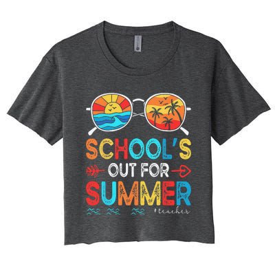 Last Day Of School Retro Schools Out For Summer Teacher Women's Crop Top Tee