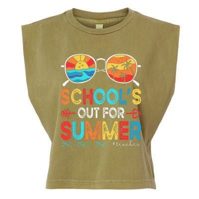 Last Day Of School Retro Schools Out For Summer Teacher Garment-Dyed Women's Muscle Tee