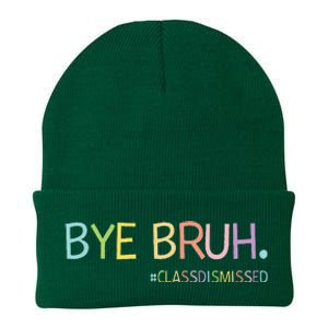 Last Day Of School Summer Break Bye Bruh Class Dismissed Knit Cap Winter Beanie