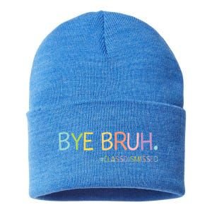 Last Day Of School Summer Break Bye Bruh Class Dismissed Sustainable Knit Beanie