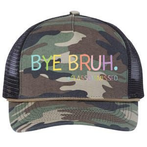 Last Day Of School Summer Break Bye Bruh Class Dismissed Retro Rope Trucker Hat Cap