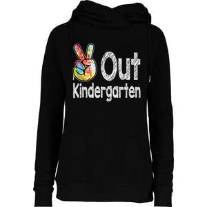 Last Day Of School Peace Out Kindergarten Teacher Womens Funnel Neck Pullover Hood