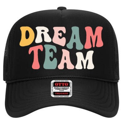 Last Day Of School Back To School Dream Team Teacher Kids High Crown Mesh Back Trucker Hat