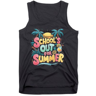 Last Day Of School Retro Schools Out For Summer Teacher Tank Top