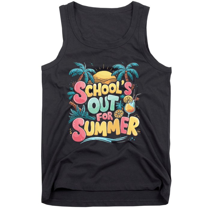 Last Day Of School Retro Schools Out For Summer Teacher Tank Top