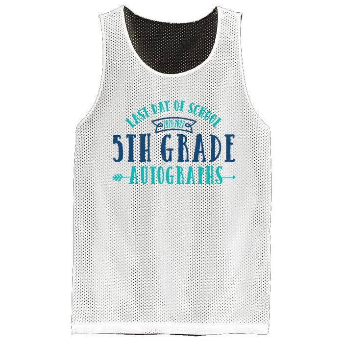  Last Day of School Autograph - 5th Grade Graduation Mesh Reversible Basketball Jersey Tank