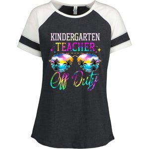 Last Day Of School For Kindergarten Teacher Off Duty Tie Dye Enza Ladies Jersey Colorblock Tee