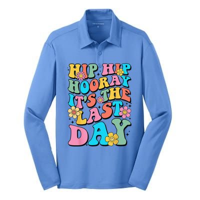 Last Day of School Hello Summer Teacher Silk Touch Performance Long Sleeve Polo