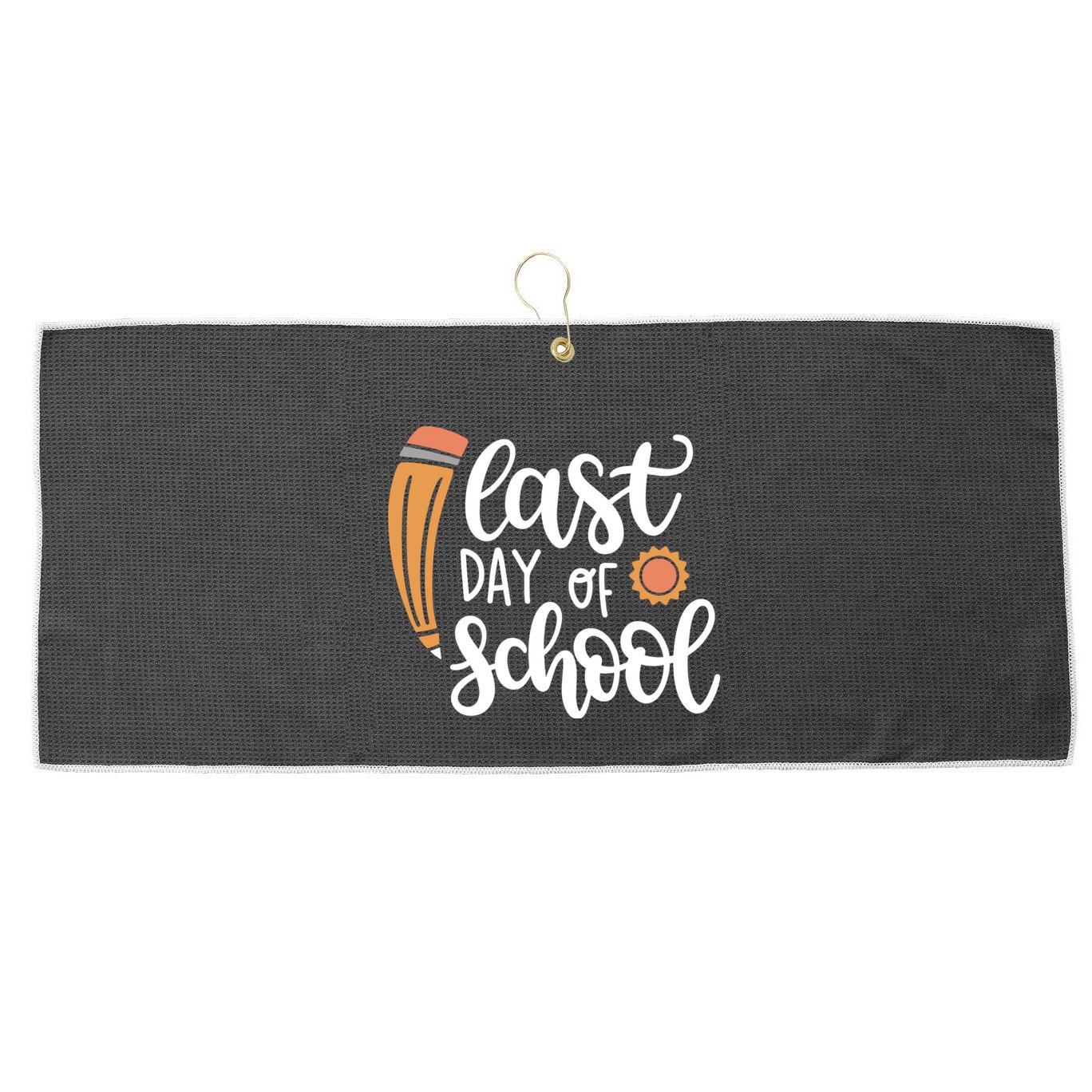 Last Day Of School Graduation Pencil Large Microfiber Waffle Golf Towel