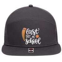 Last Day Of School Graduation Pencil 7 Panel Mesh Trucker Snapback Hat