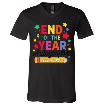 Last Day Of School End Of The Year Autographs 2024-2025 V-Neck T-Shirt