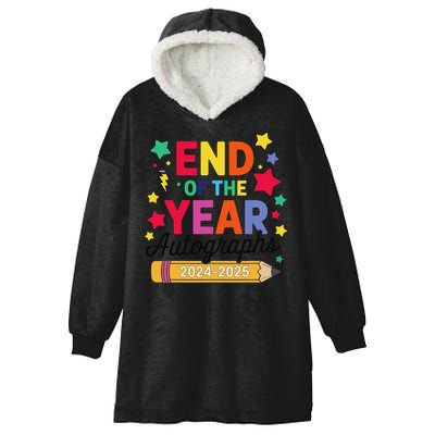 Last Day Of School End Of The Year Autographs 2024-2025 Hooded Wearable Blanket