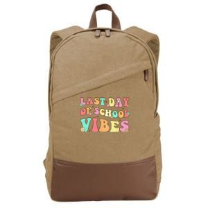 Last Day Of School Vibes Retro Groovy Teacher Graduation Cotton Canvas Backpack