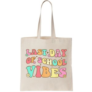 Last Day Of School Vibes Retro Groovy Teacher Graduation Tote Bag