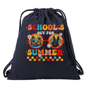 Last Day Of School Retro SchoolS Out For Summer Teacher Drawstring Bag