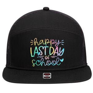 Last Day Of School Tie Dye School Graduation Gifts 7 Panel Mesh Trucker Snapback Hat