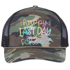 Last Day Of School Tie Dye School Graduation Gifts Retro Rope Trucker Hat Cap