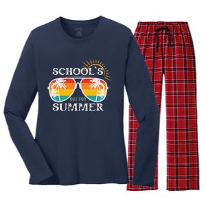 Last Day Of School Teacher Schools Out For Summer Women's Long Sleeve Flannel Pajama Set 