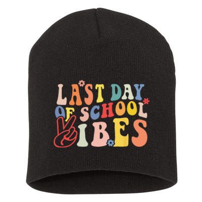 Last Day Of School Vibes Vintage Teacher Graduation Short Acrylic Beanie