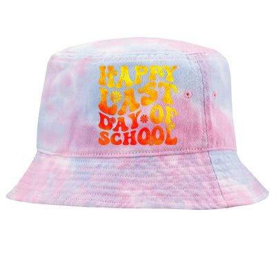 Last Day Of School Vibes Vintage Teacher Graduation Tie-Dyed Bucket Hat