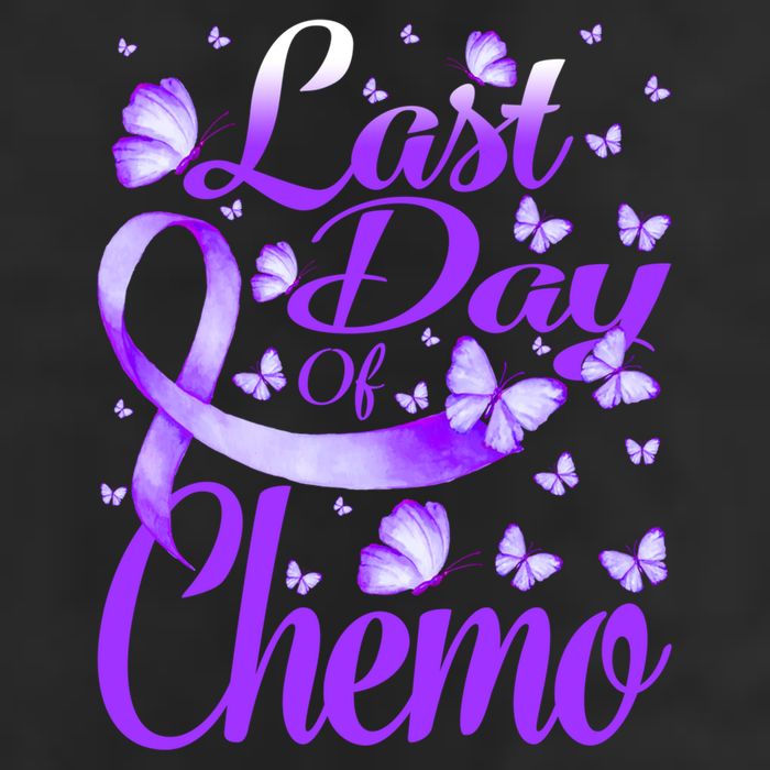 Last Day Of Chemo Fibromyalgia Awareness Butterfly Gift 7 Panel Mesh Trucker Snapback Hat