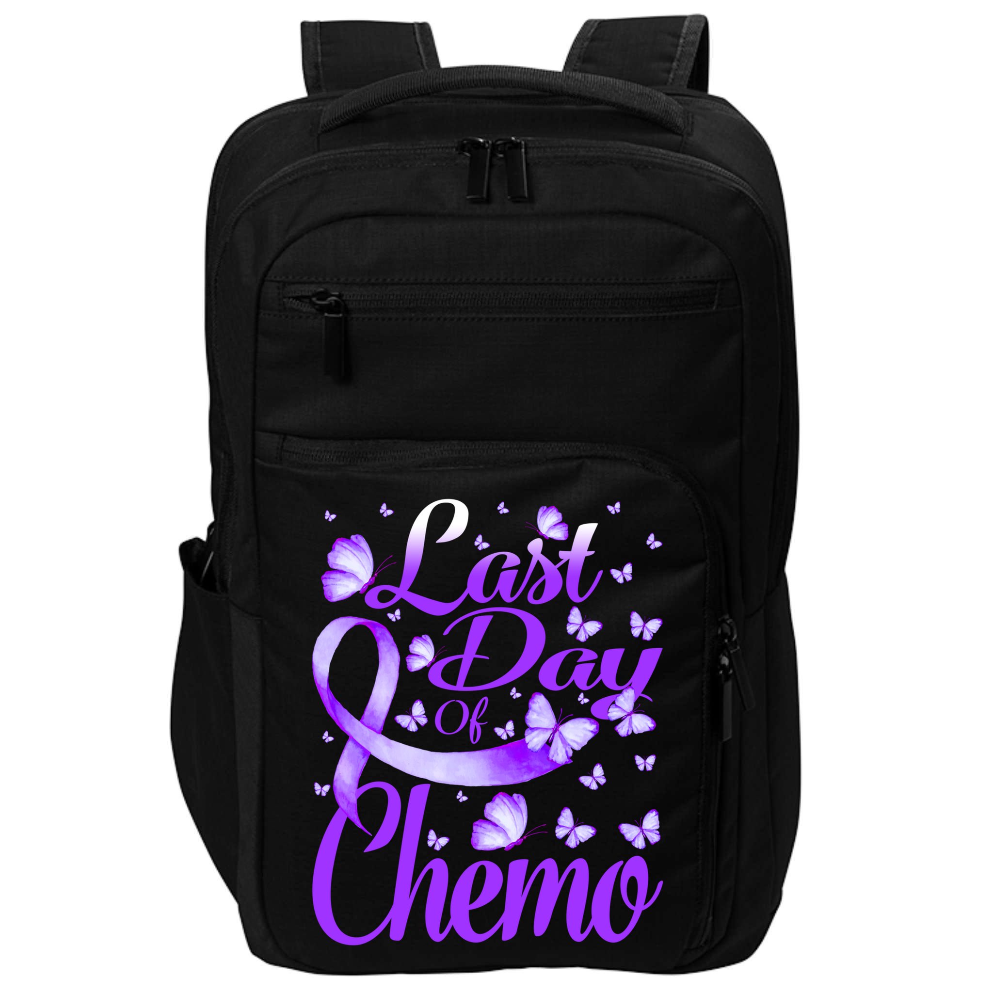 Last Day Of Chemo Fibromyalgia Awareness Butterfly Gift Impact Tech Backpack