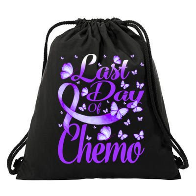 Last Day Of Chemo Fibromyalgia Awareness Butterfly Gift Drawstring Bag