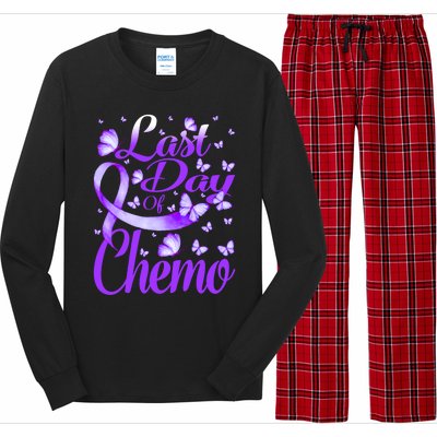 Last Day Of Chemo Fibromyalgia Awareness Butterfly Gift Long Sleeve Pajama Set