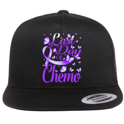 Last Day Of Chemo Fibromyalgia Awareness Butterfly Gift Flatbill Hat
