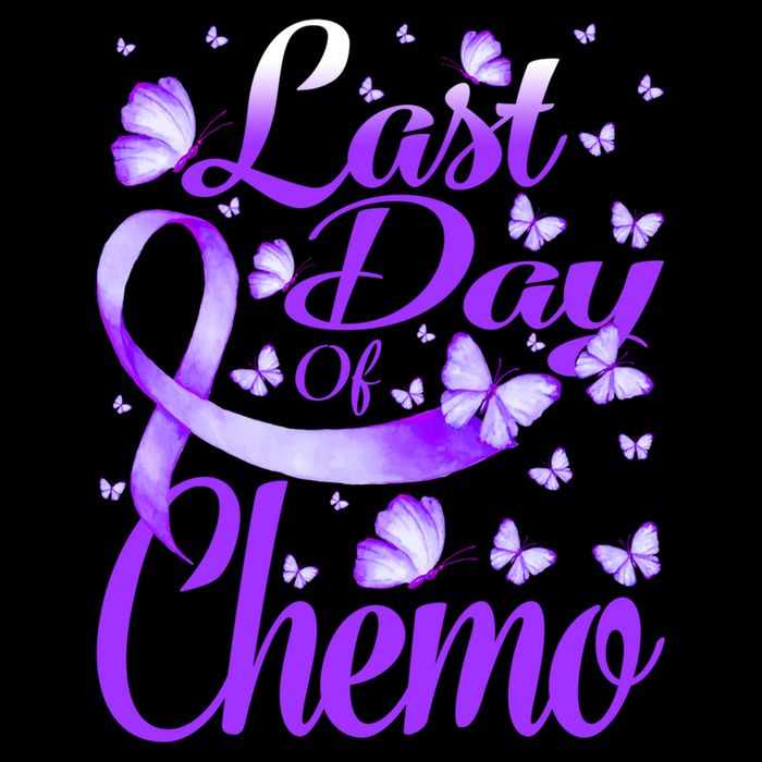 Last Day Of Chemo Fibromyalgia Awareness Butterfly Gift Flat Bill Trucker Hat