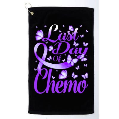Last Day Of Chemo Fibromyalgia Awareness Butterfly Gift Golf Towel