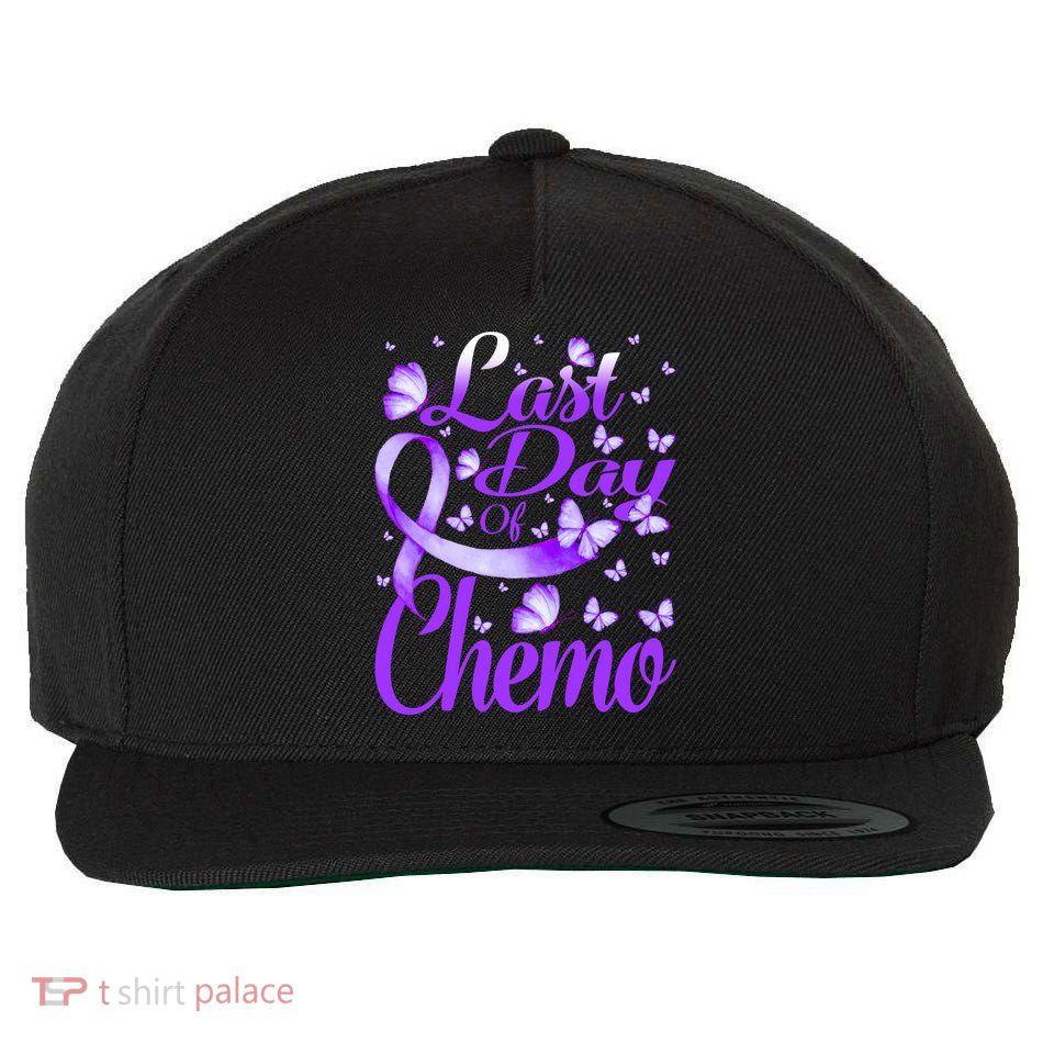 Last Day Of Chemo Fibromyalgia Awareness Butterfly Gift Wool Snapback Cap