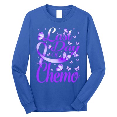 Last Day Of Chemo Fibromyalgia Awareness Butterfly Gift Long Sleeve Shirt