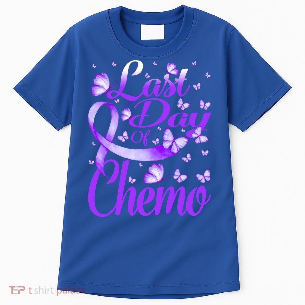 Last Day Of Chemo Fibromyalgia Awareness Butterfly Gift Tall T-Shirt