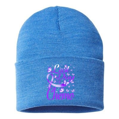Last Day Of Chemo Fibromyalgia Awareness Butterfly Gift Sustainable Knit Beanie