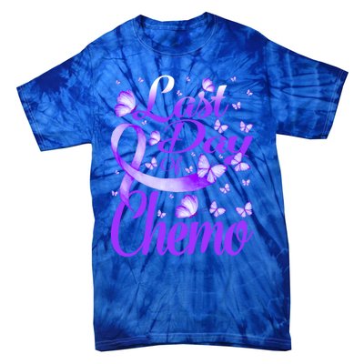 Last Day Of Chemo Fibromyalgia Awareness Butterfly Gift Tie-Dye T-Shirt