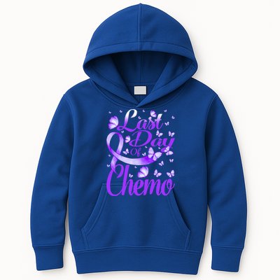 Last Day Of Chemo Fibromyalgia Awareness Butterfly Gift Kids Hoodie