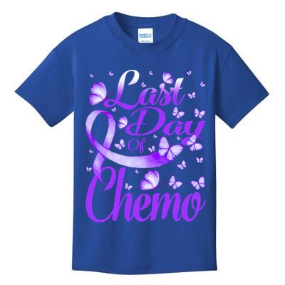 Last Day Of Chemo Fibromyalgia Awareness Butterfly Gift Kids T-Shirt