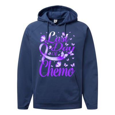 Last Day Of Chemo Fibromyalgia Awareness Butterfly Gift Performance Fleece Hoodie