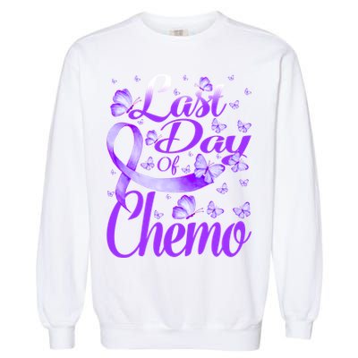 Last Day Of Chemo Fibromyalgia Awareness Butterfly Gift Garment-Dyed Sweatshirt