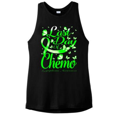 Last Day Of Chemo Lymphoma Awareness Butterfly Ladies PosiCharge Tri-Blend Wicking Tank