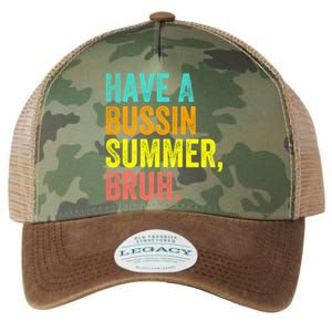 Last Day Of School Funny Teacher Have A Bussin Summer Bruh Gift Legacy Tie Dye Trucker Hat