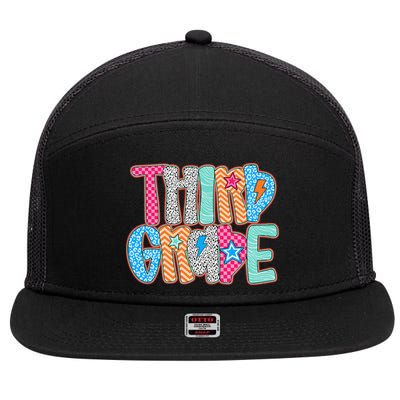Last Day Of School Third Grade Graduation Teacher Student 7 Panel Mesh Trucker Snapback Hat